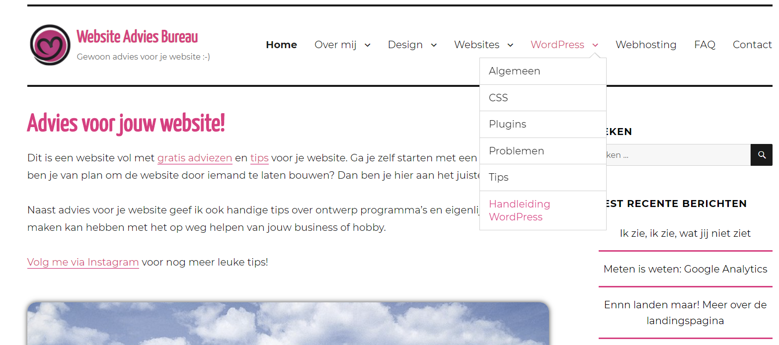 Menu link openen in nieuw tabblad Menu item openen in een nieuw tabblad