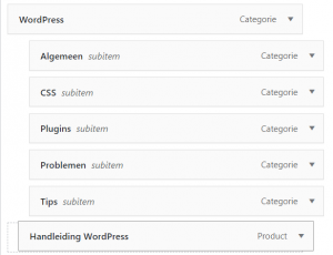Nu de link helemaal onderaan staat is het een link geworden in je menu. sublink aanmaken