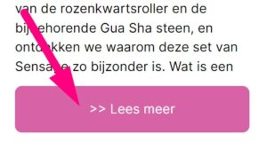Roze lees meer knop met een witte tekst Lees meer in het midden
