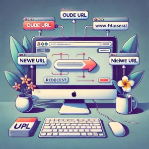 Computer met verschillende wolkjes die doorverwijzingen moeten voorstellen. Alles is in een cartoonvorm.